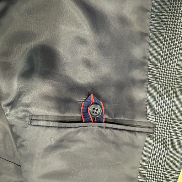 Izod Sports Coat Men's 44R Blue Lined Houndstooth 2 Button Blazer Suit Jacket - Picture 10 of 10